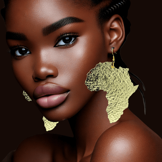 Oversized African Map Brass Dangle Earrings (Gold & Silver) - Fatisha Boutique