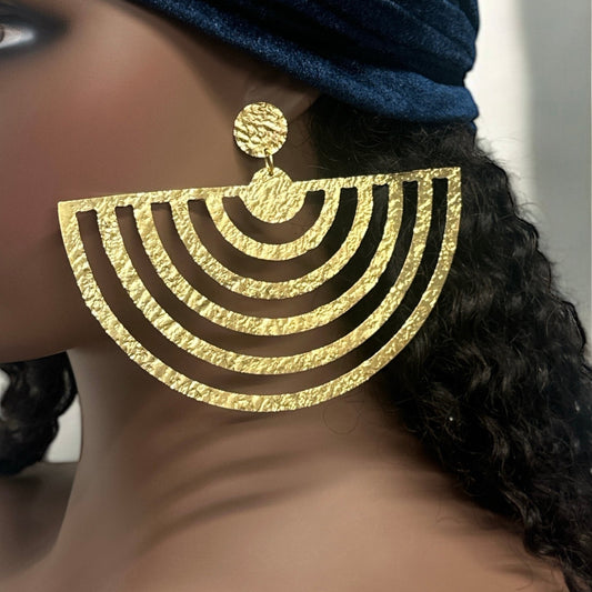 Oversized Brass Bold Statement Earrings - Fatisha Boutique