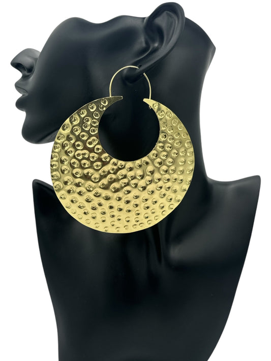 Oversized Brass Statement Earrings - Fatisha Boutique