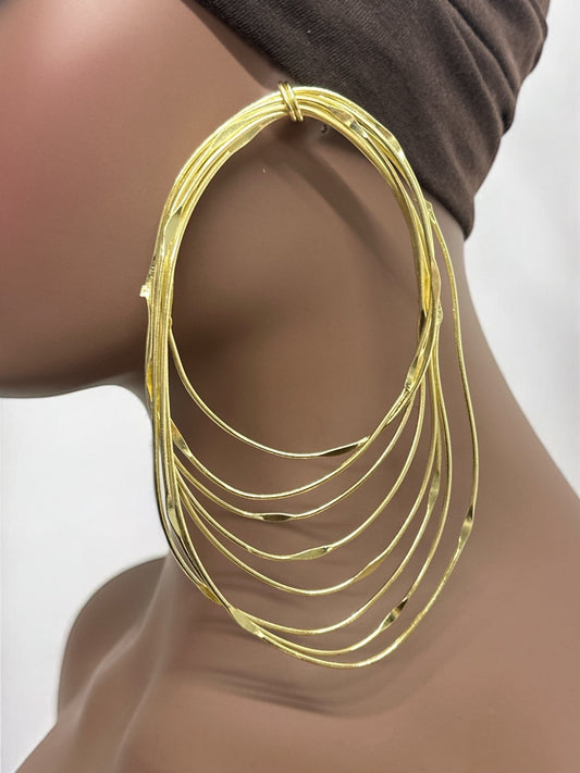 Oversized Layered Brass Hoop Earrings - Bold Statement Afrocentric Jewellery - Fatisha Boutique