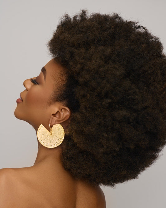 6cm Elegant African Hammered Brass Statement Earrings - Fatisha Boutique