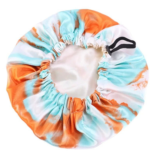 Kids Adjustable Double - Layered Reversible Satin Silk Bonnet Cap | Tie - Dye Sleep Cap | Hair Protection - Fatisha Boutique