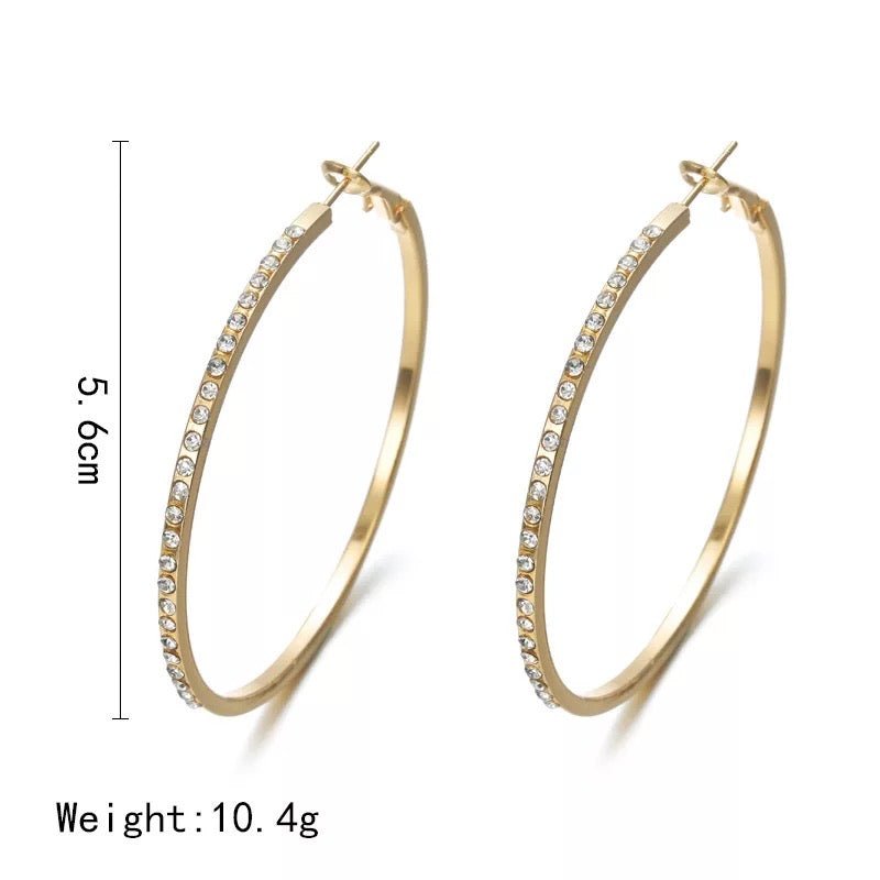 Rhinestone Crystal Hoop Earrings - Fatisha Boutique