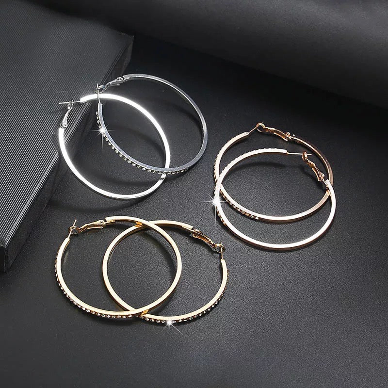 Rhinestone Crystal Hoop Earrings - Fatisha Boutique