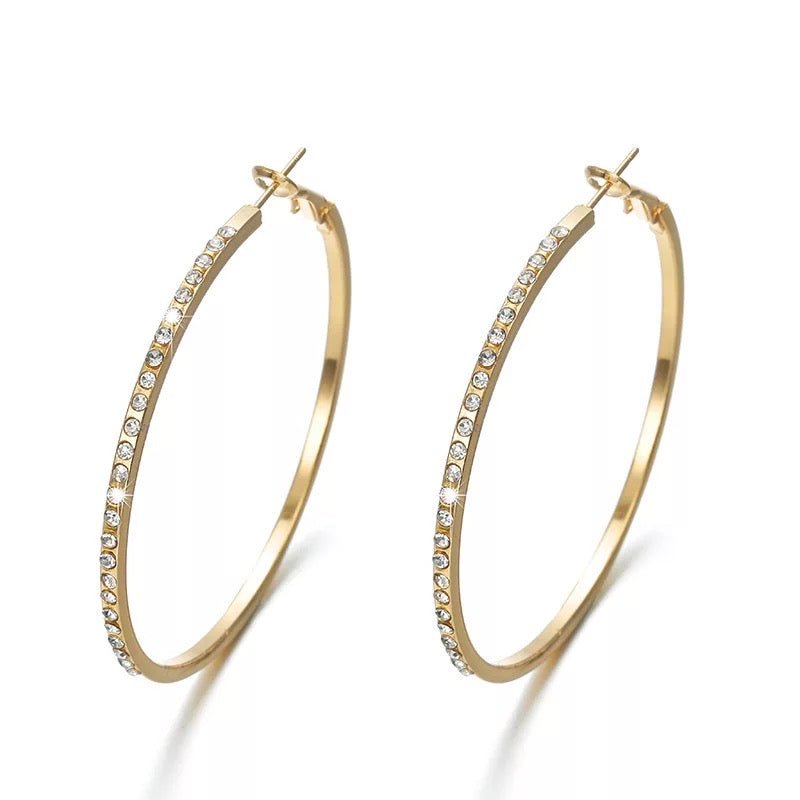 Rhinestone Crystal Hoop Earrings - Fatisha Boutique