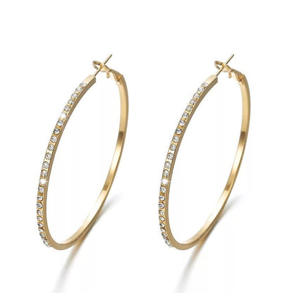 Rhinestone Crystal Hoop Earrings - Fatisha Boutique